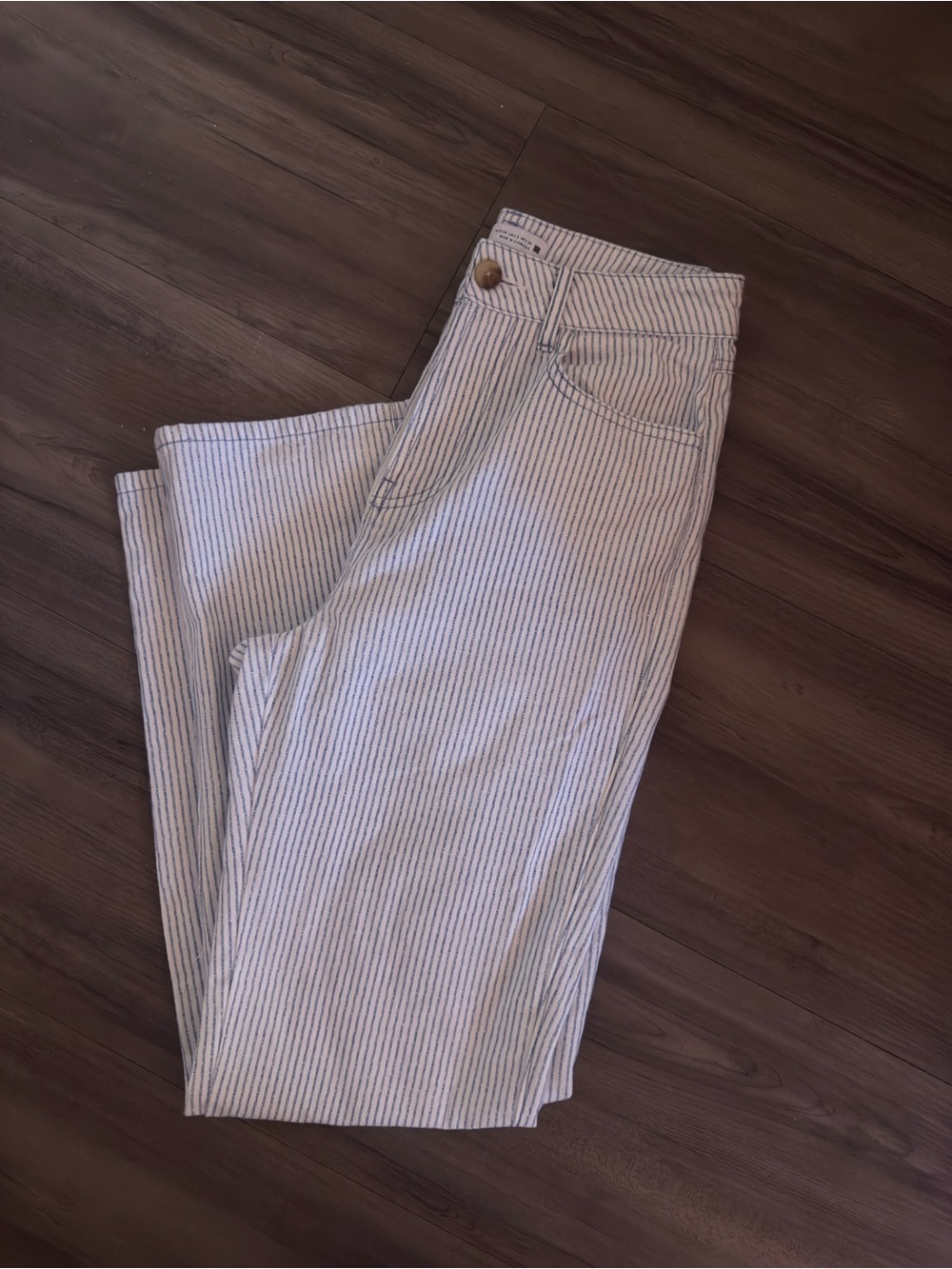 Zara Striped High-Rise Cotton Pants - White & Navy